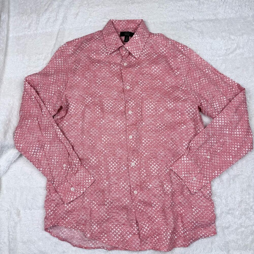 Club Room Linen Geometric Button Down Shirt NWOT - Picture 4 of 7